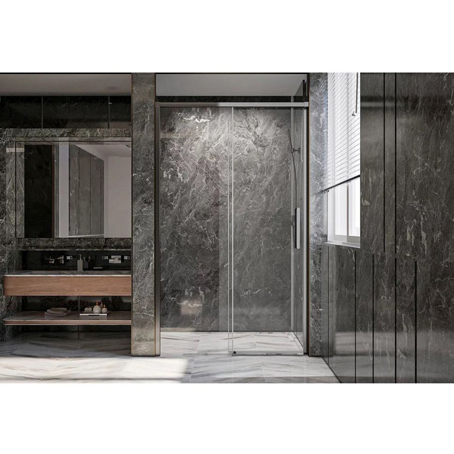 Душевая дверь Veconi (Векони) Premium Trento PTD-40GR PTD40-GR-120-01-C4 Стекло прозрачное 1200х2000х8 мм графит