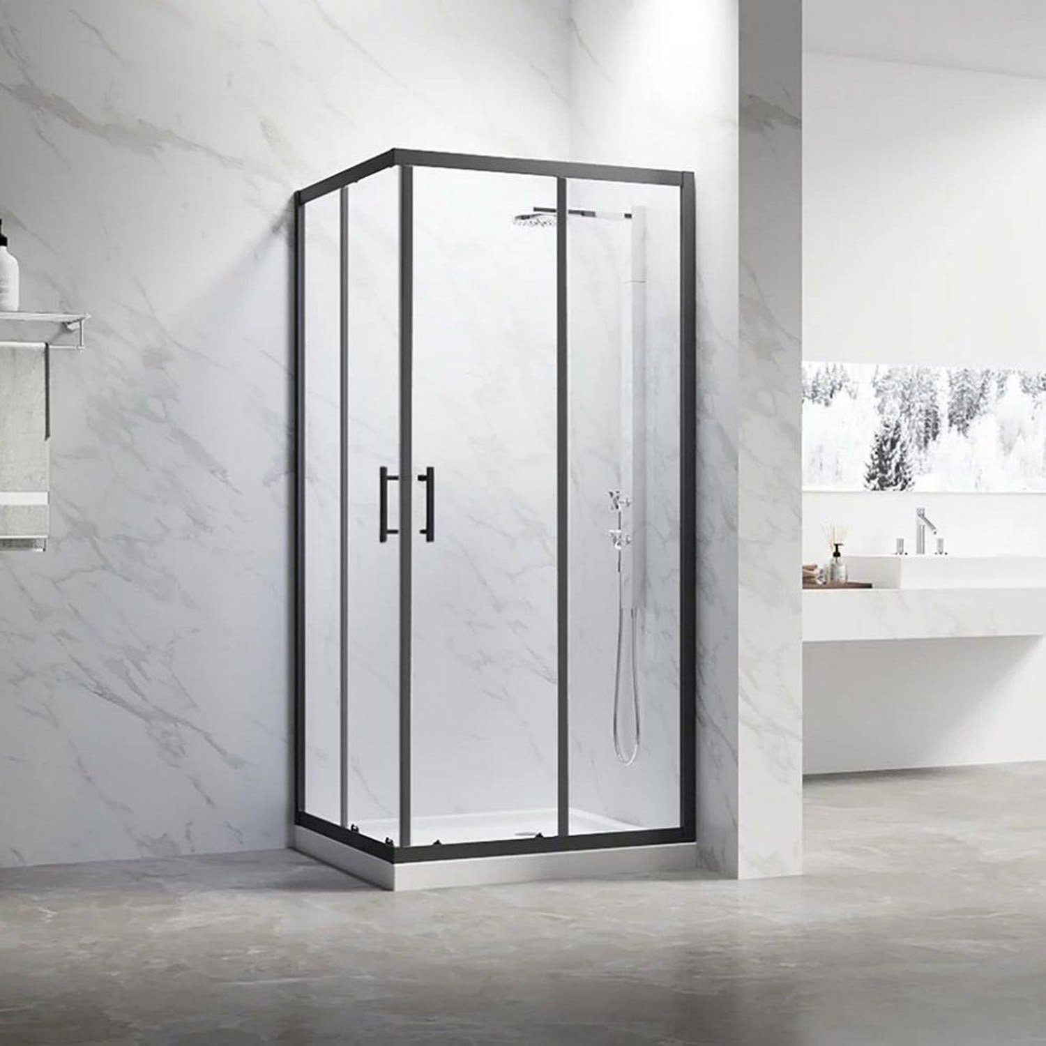 Душевой угол Veconi (Векони) Rovigo 900х1100 мм (габариты площадки) стекло Прозрачное 5 мм RV27B-11090-01-C8