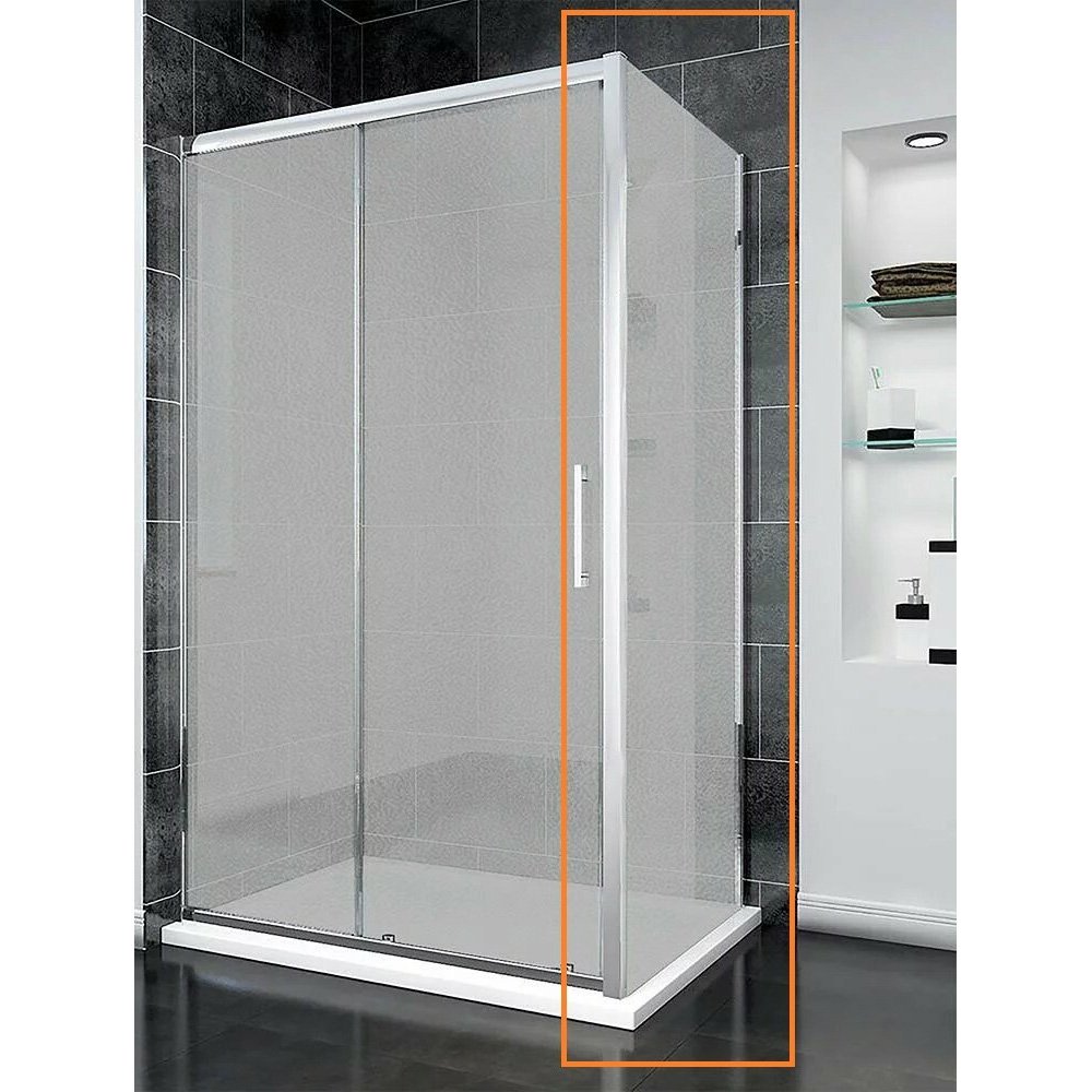 Боковая панель Veconi (Векони) Rovigo KP14-100-02-C8 стекло Pear 6 мм 980-1000х1950 мм хром