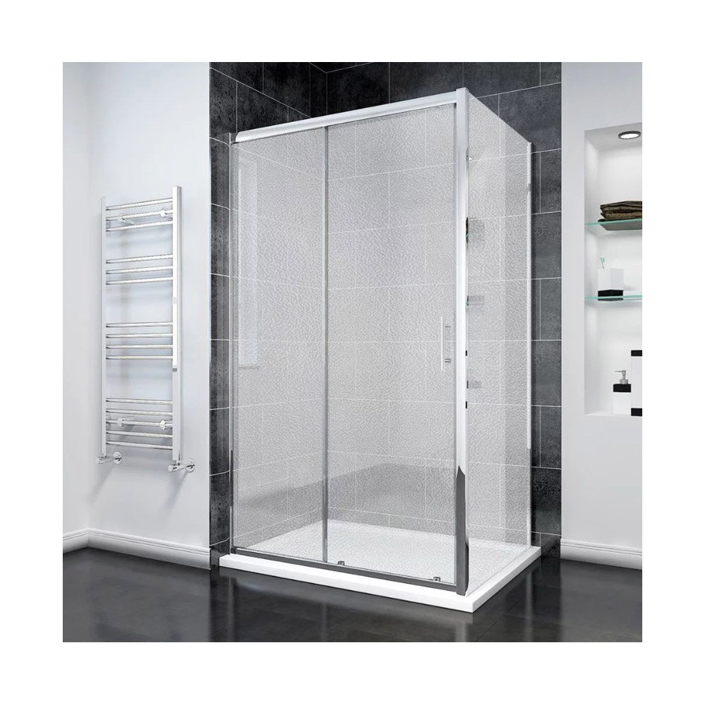 Боковая панель Veconi (Векони) Rovigo KP14-100-02-C8 стекло Pear 6 мм 980-1000х1950 мм хром