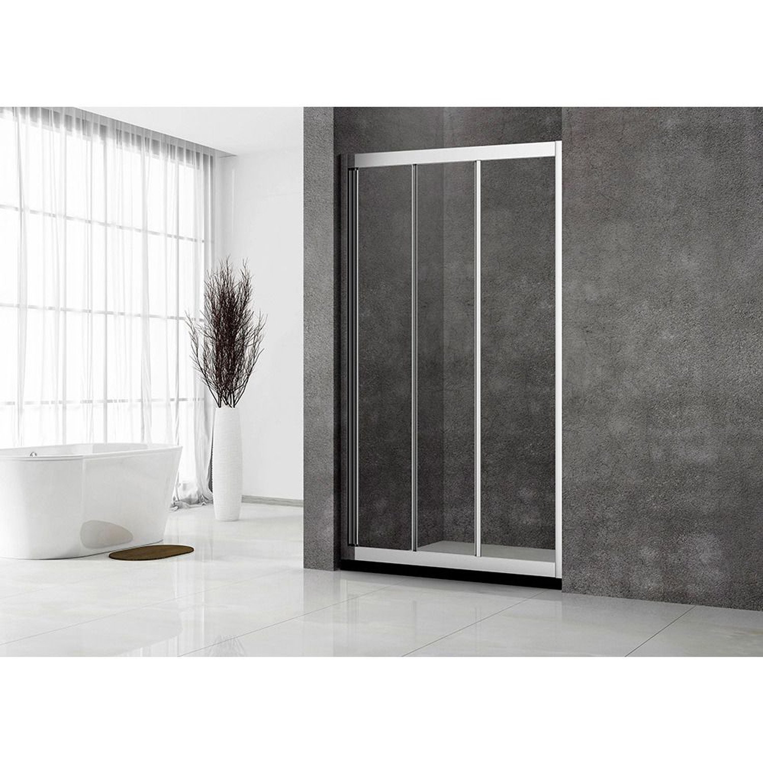 Душевая дверь Veconi (Векони) Vianno 1300x195 см стекло прозрачное профиль хром механизм раздвижной (VN31-130-01-C5)