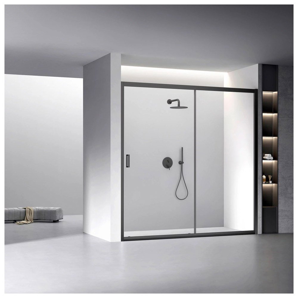 Душевая дверь Veconi (Векони) Premium Trento VN60B-160-01-C5 стекло прозрачное 6 мм 1590-1625х1950 мм черный