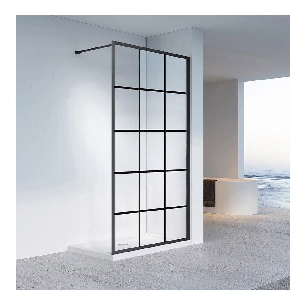 Душевая перегородка Veconi (Векони) Korato KR80-90-01-C8 Стекло прозрачное 8 мм, 2000х900 мм, черный