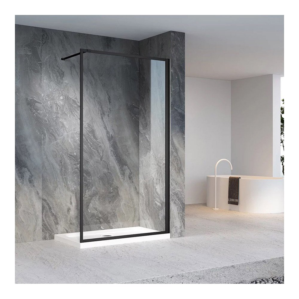 Душевая перегородка Veconi (Векони) Korato KR81B-120-01-C8 Стекло прозрачное 8 мм, 2000х1200 мм, черный