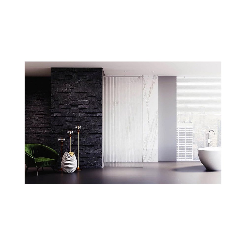 Душевая перегородка Veconi (Векони) Korato KR81F-90-08-C4 Стекло рифленое 8 мм, 2000х900 мм, хром