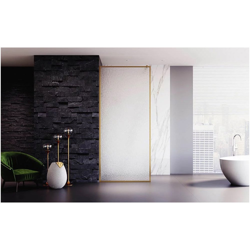 Душевая перегородка Veconi (Векони) Korato KR81RG-80-06-C4 Стекло Дождь 8 мм, 2000х800 мм, брашированное золото