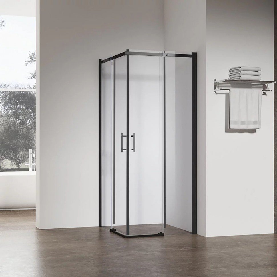 Душевой угол Veconi (Векони) Rovigo RV50B-100100-01-C8 Стекло Прозрачное 6 мм, 1000х1950х1000 черный