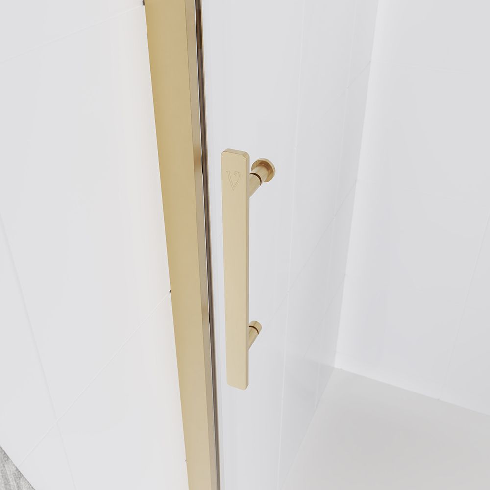 Душевая дверь Veconi (Векони) Evo 100 G, 1700x1950 мм, золото брашинг, стекло прозрачное 6 мм, E1-G-170-01-C9