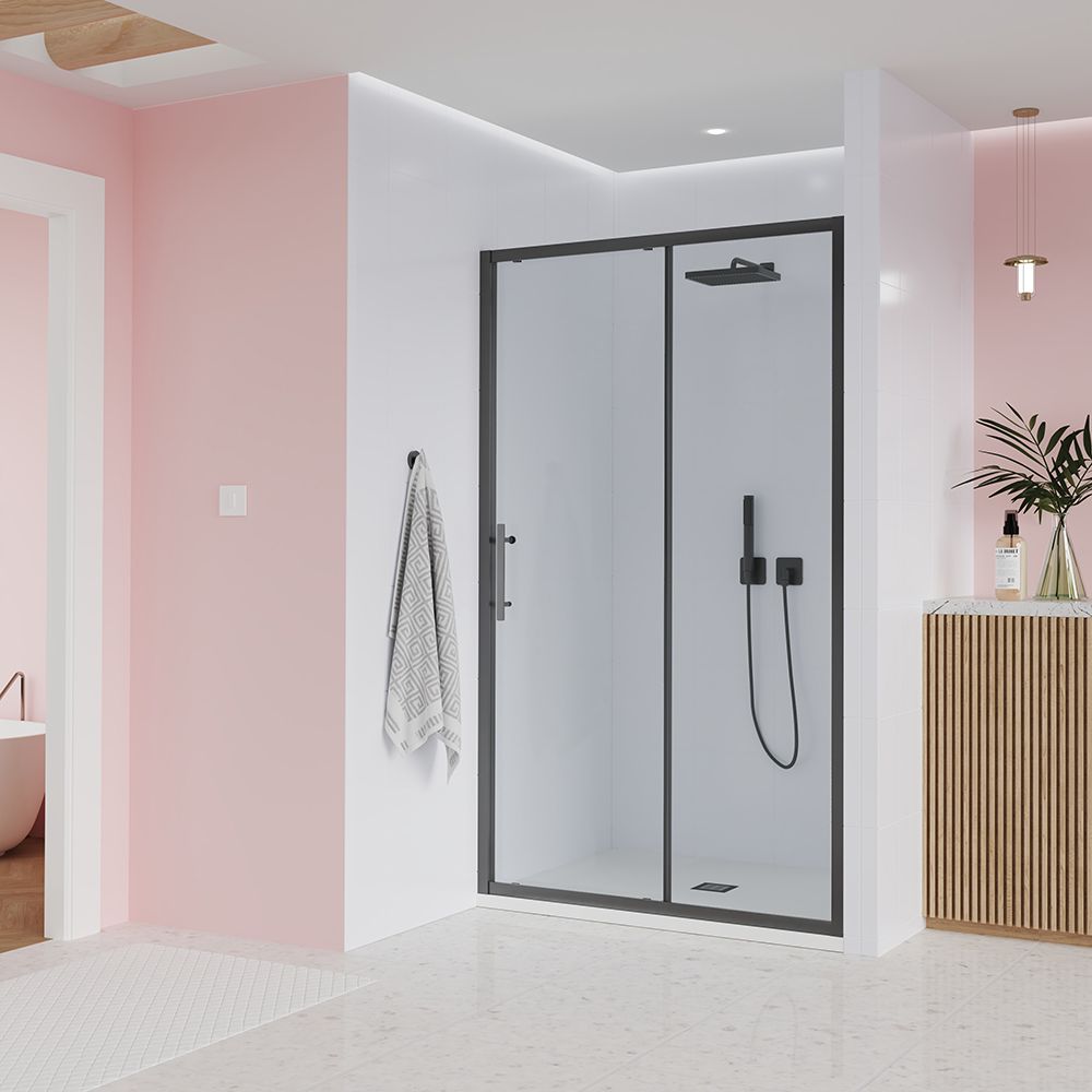 Душевая дверь Veconi (Векони) Evo 100 GR, 1100x1950 мм, графит брашинг, стекло прозрачное 6 мм, E1-GR-110-01-C9