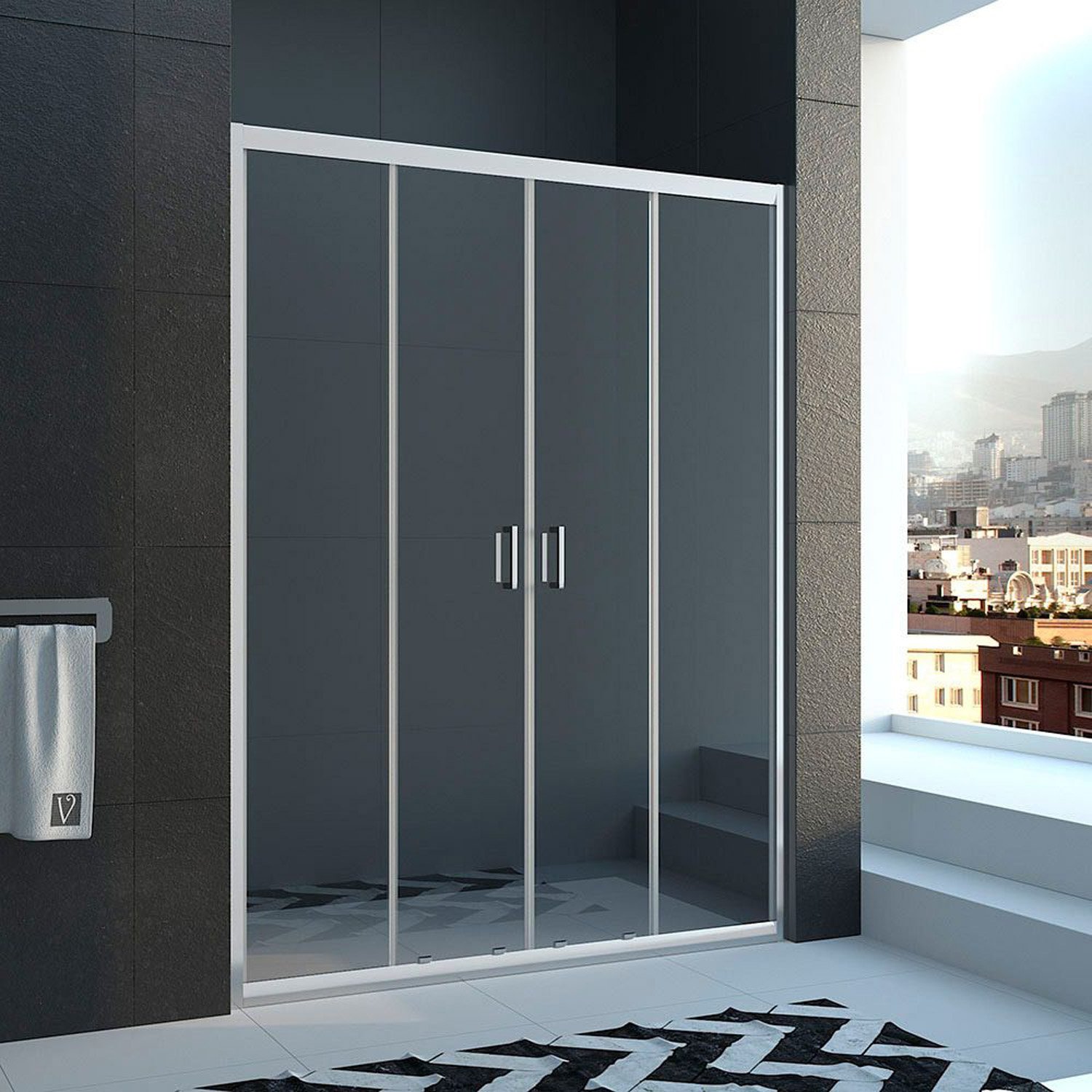 Душевая дверь Veconi (Векони) Vianno 120x185 см стекло прозрачное профиль хром механизм раздвижной (VN45-120-01-19C1)