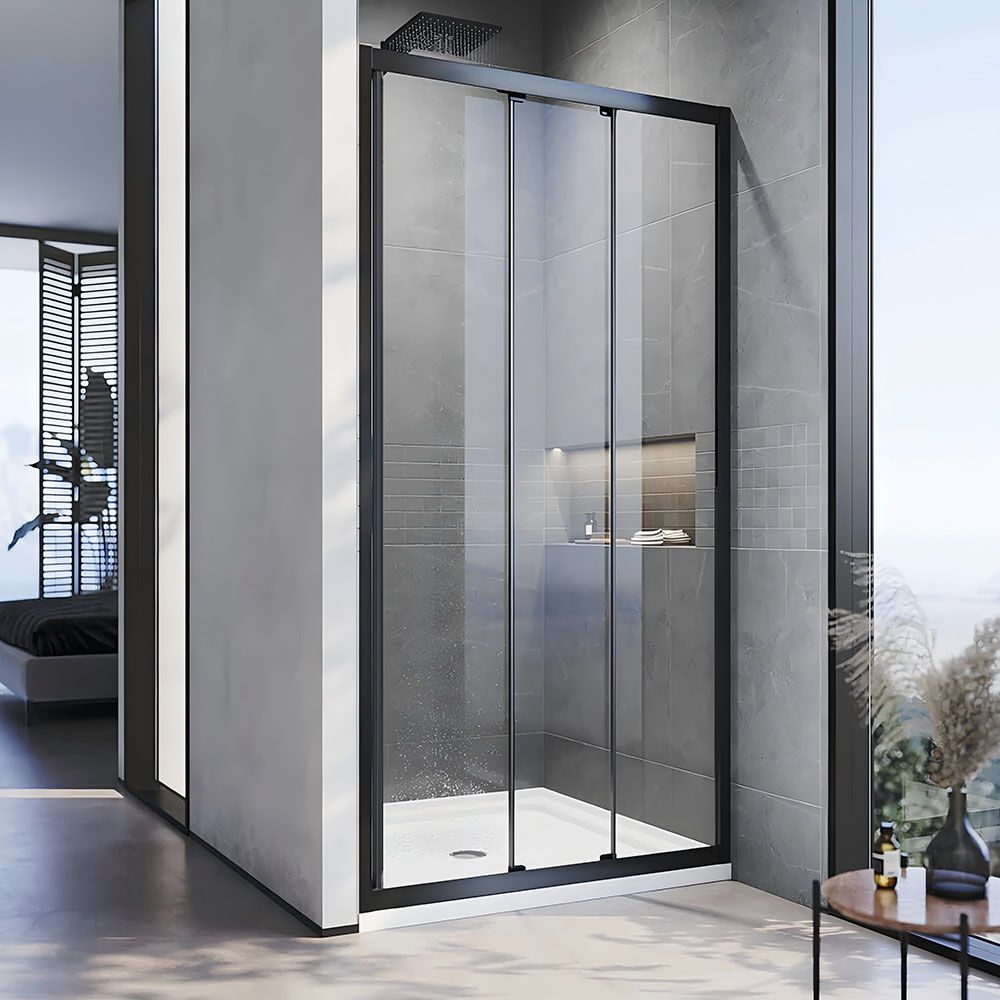 Душевая дверь Veconi (Векони) Vianno VN-28B, 900x1950 мм, Черный матовый, стекло прозрачное 5 мм, VN28B-90-01-C8
