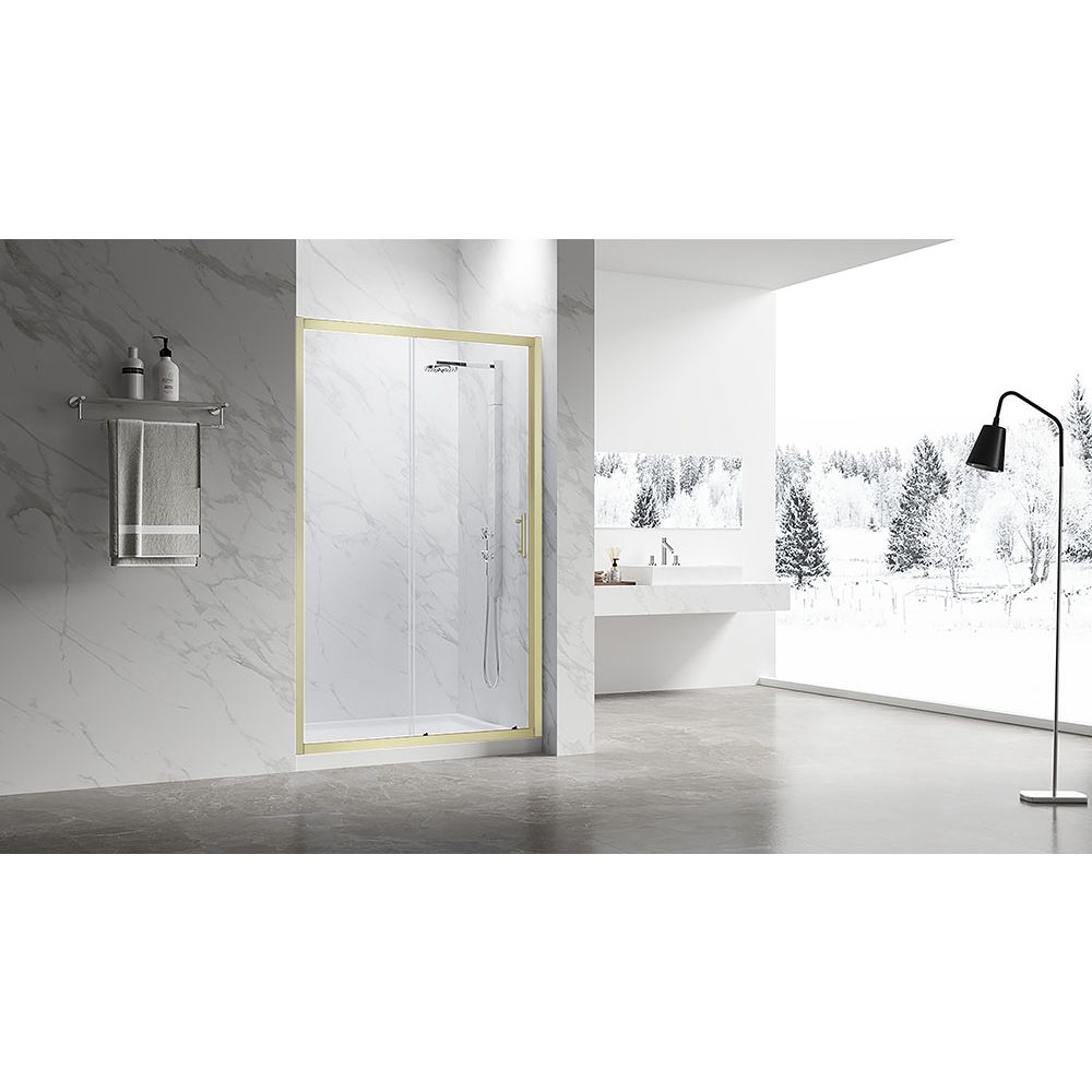 Душевая дверь Veconi (Векони) Vianno VN-55G, 1500x1950 мм, Золото брашинг, стекло прозрачное 6 мм, VN55G-150-01-C8