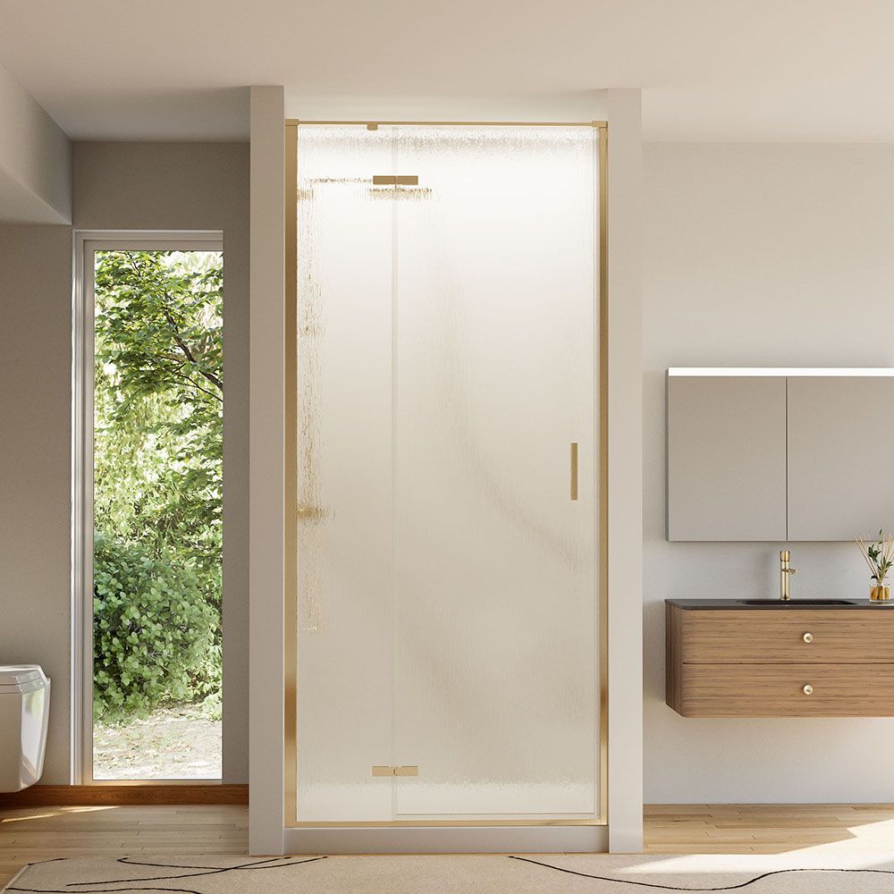 Душевая дверь Veconi (Векони) Vianno VN-73RG/L, 1200x1950 мм, Золото брашинг, стекло дождь 6 мм, VN73RG/L-120-06-C4