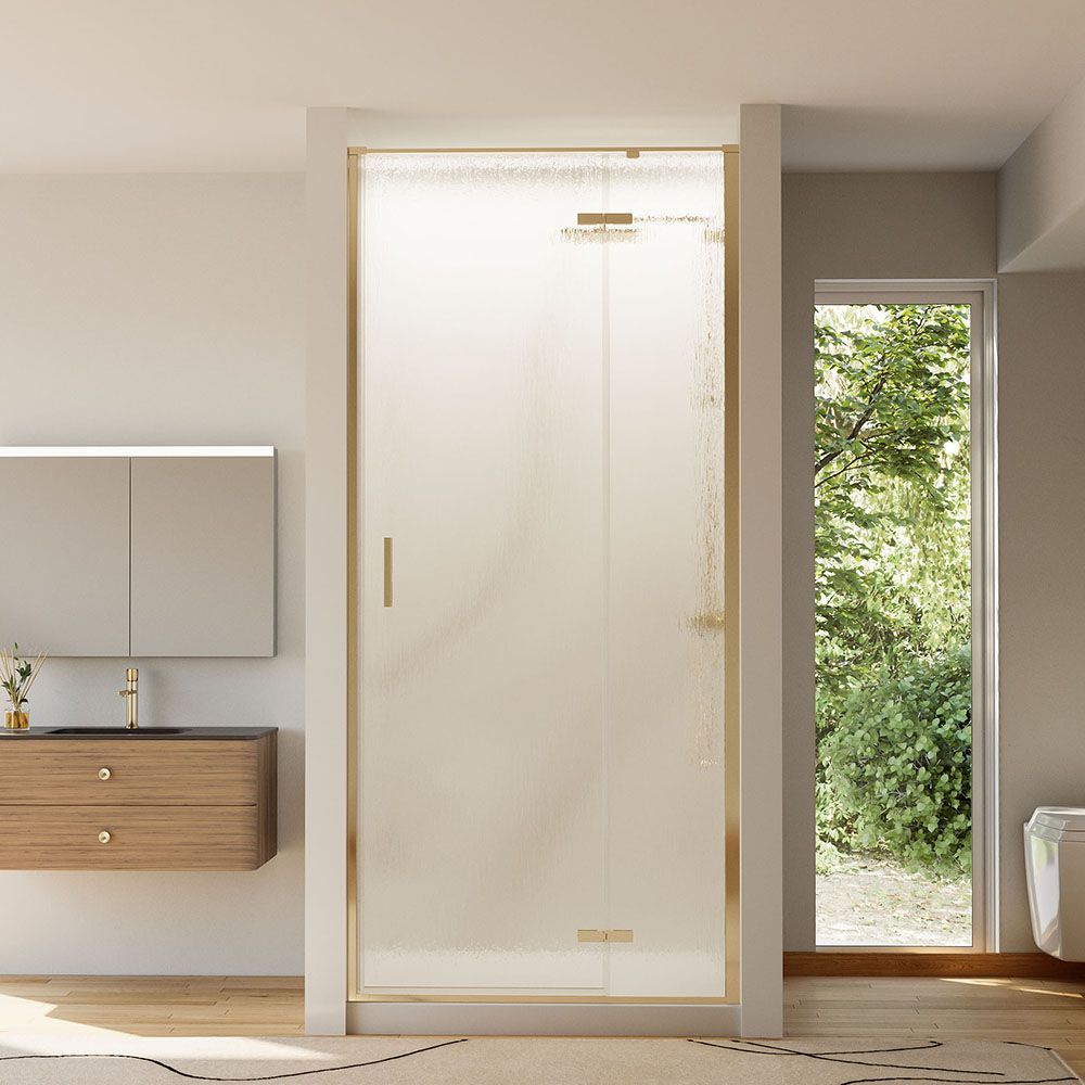 Душевая дверь Veconi (Векони) Vianno VN-73RG/R, 800x1950 мм, Золото брашинг, стекло дождь 6 мм, VN73RG/R-80-06-C4