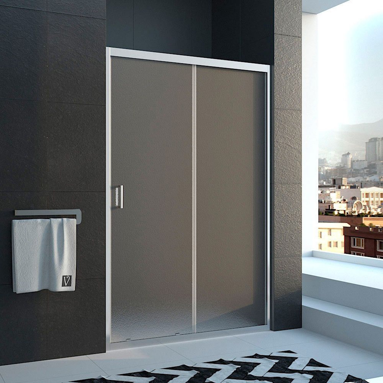 Душевая дверь Veconi (Векони) Pear Vianno 120x185 см стекло рифленое профиль хром механизм раздвижной (VN46-120-02-19C1)