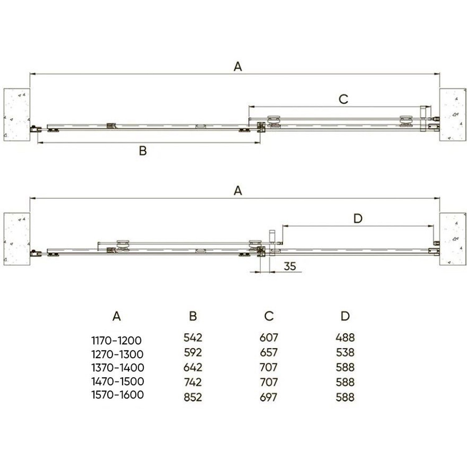 Душевая дверь Veconi (Векони) Vianno 150x195 см стекло прозрачное профиль черный механизм раздвижной (VN70B-150-01-C4)