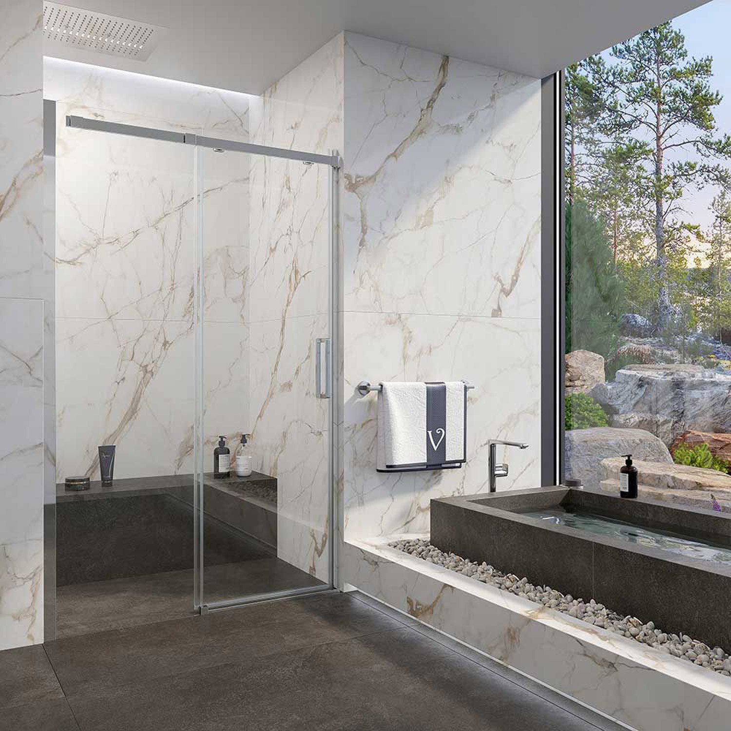 Душевая дверь Veconi (Векони) Vianno 150x195 см стекло прозрачное профиль хром механизм раздвижной (VN70CH-150-01-C4)