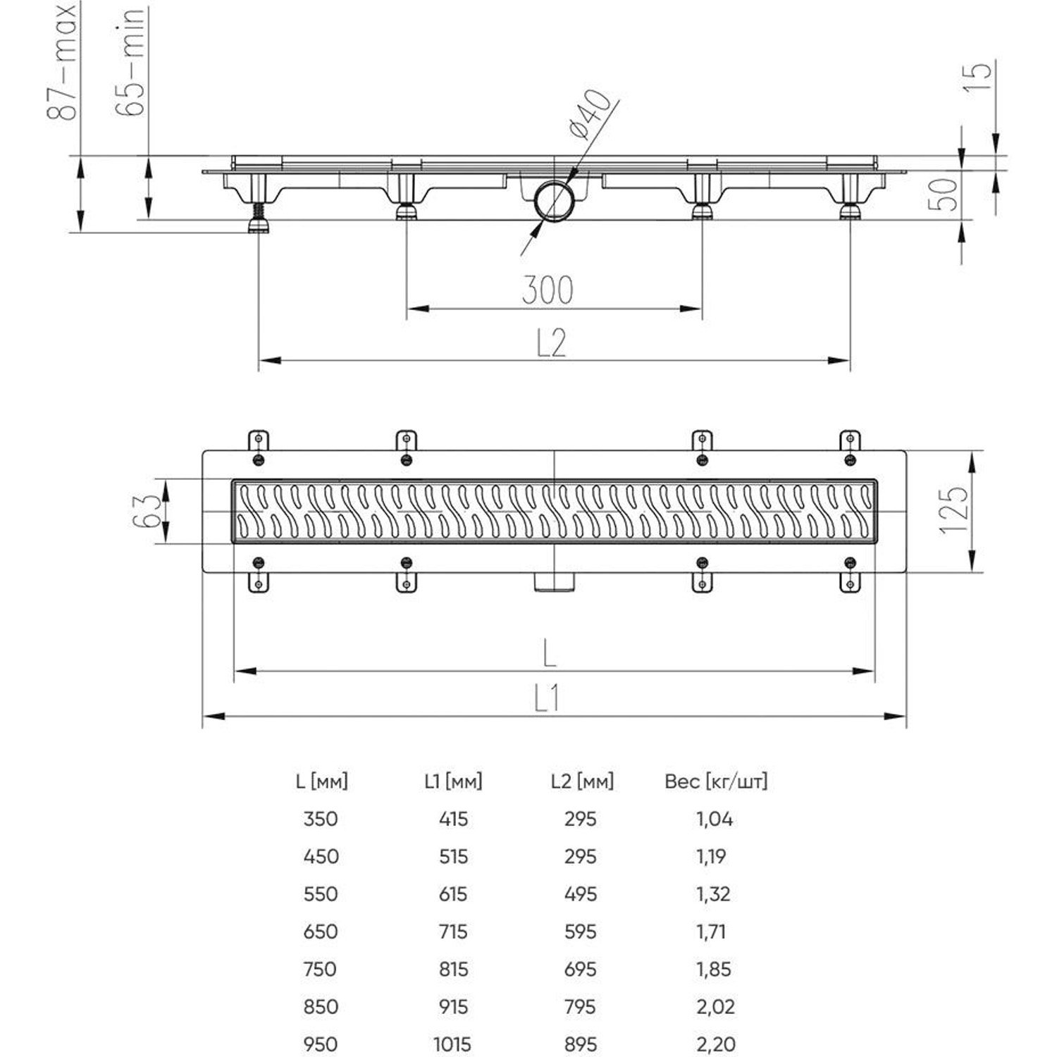 Душевой лоток MCH, Veconi Basic 650 мм (V650B)