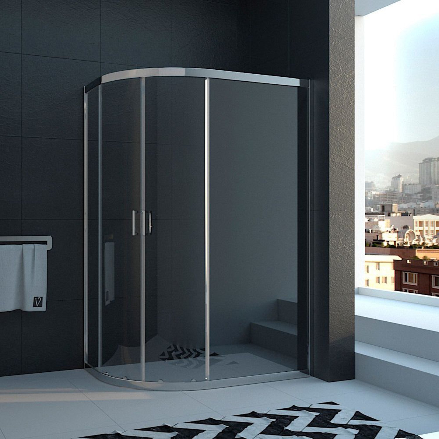 Душевой уголок Veconi (Векони) Rovigo 120x80x185 см стекло прозрачное, хром, механизм раздвижной (RV03-12080A-01-19C1)