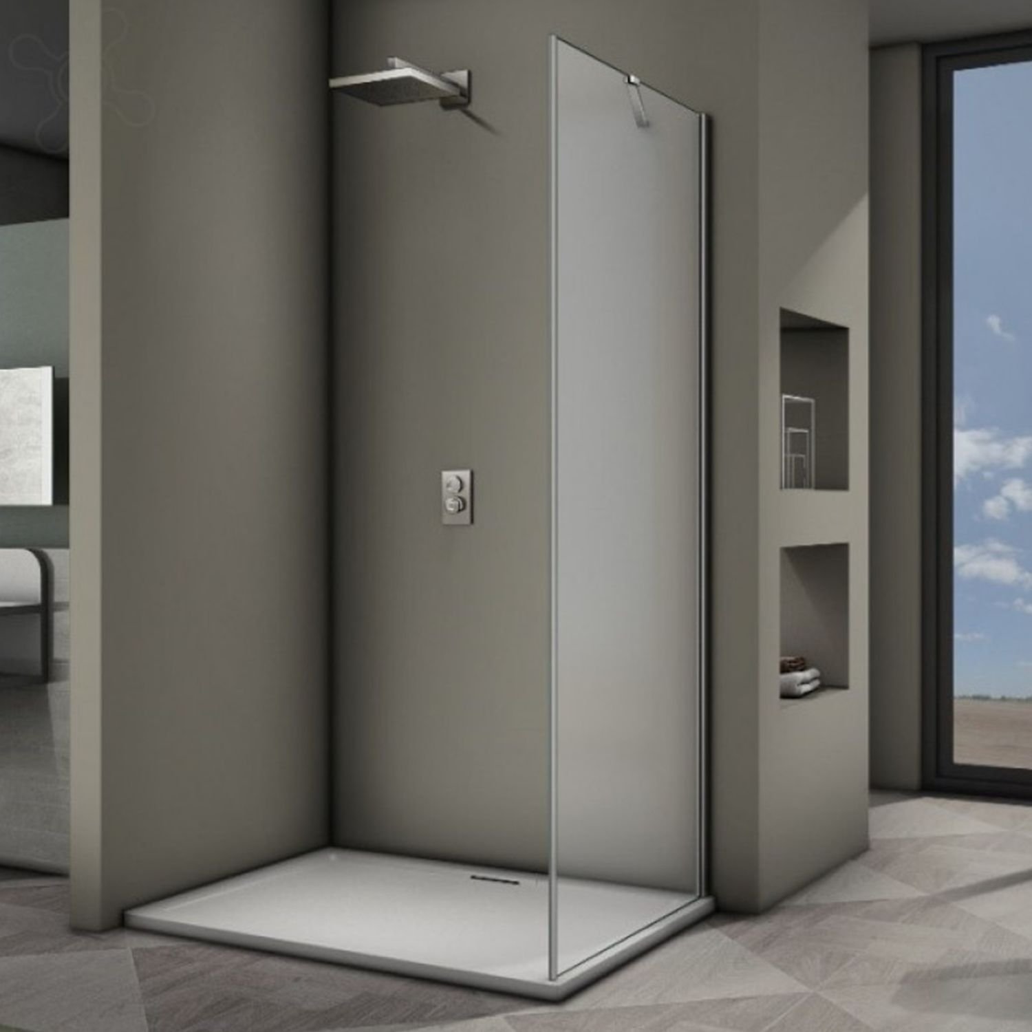 Душевая панель Veconi (Векони) Rovigo 90x195 см стекло прозрачное, хром (KP04-90-01-19C3)