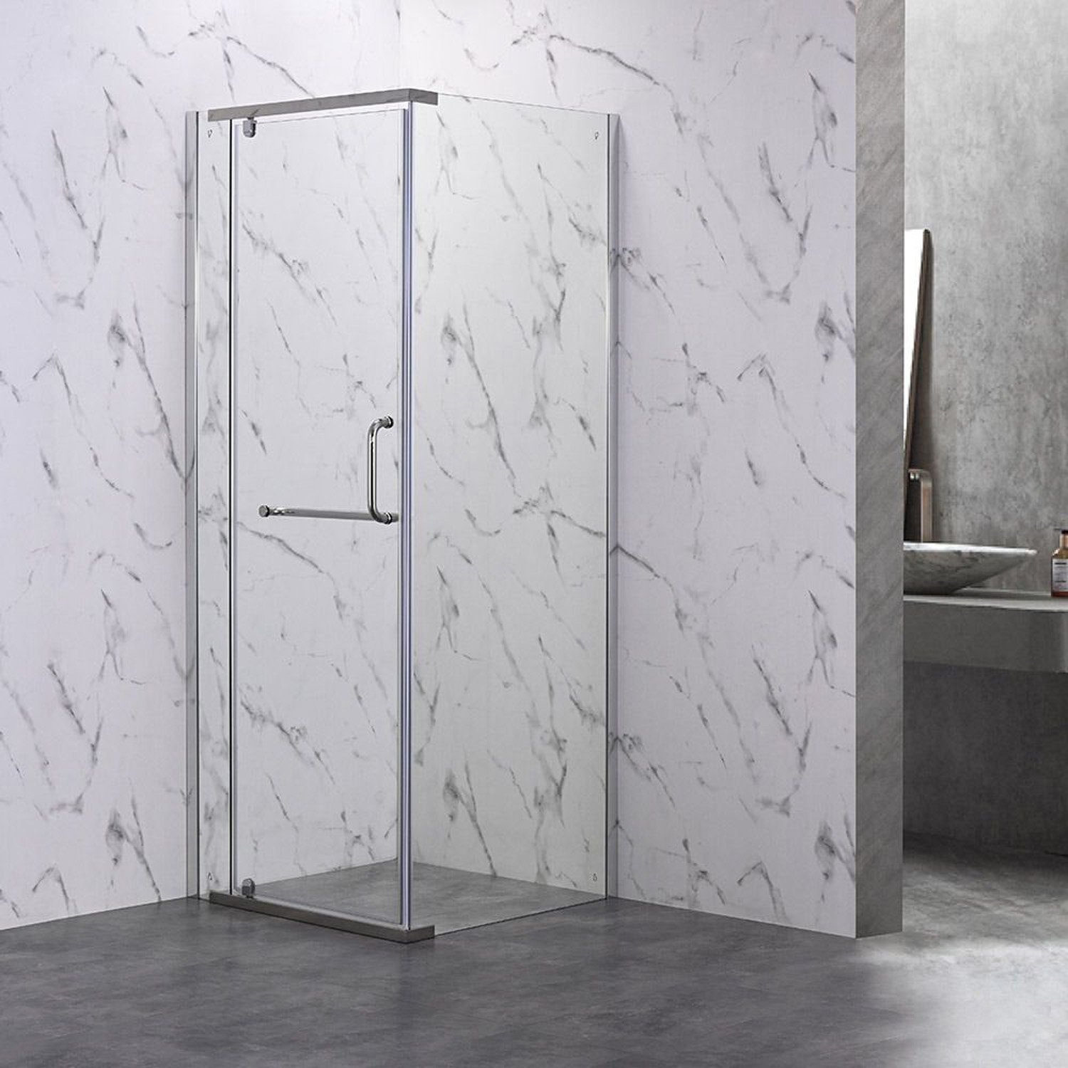 Душевой уголок Veconi (Векони) Rovigo 90х200х90 см стекло прозрачное, профиль хром, механизм распашной (RV18-90-01-C5)