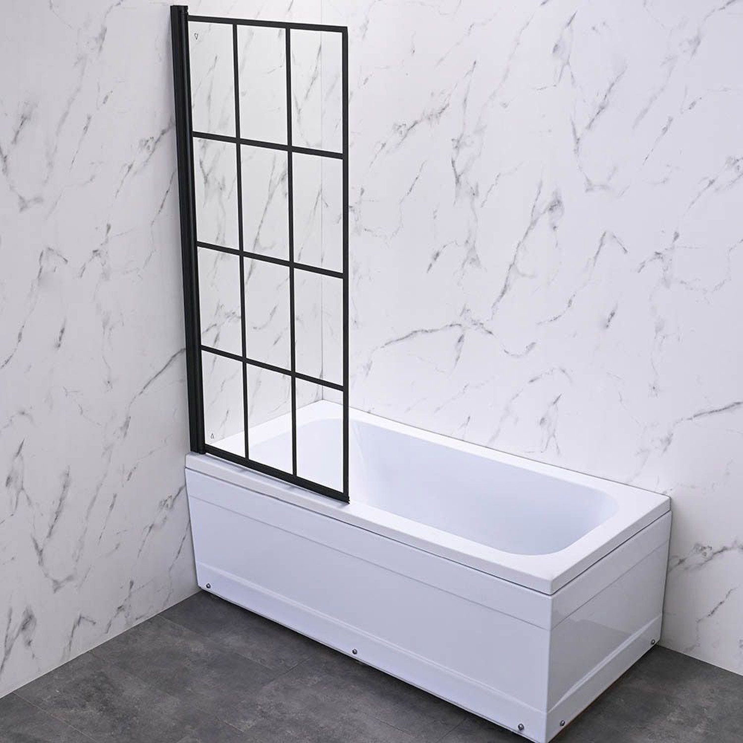 Стеклянная шторка на ванну Veconi (Векони) Palau PL77L-70-01-C6 70х150 профиль черный, стекло прозрачное