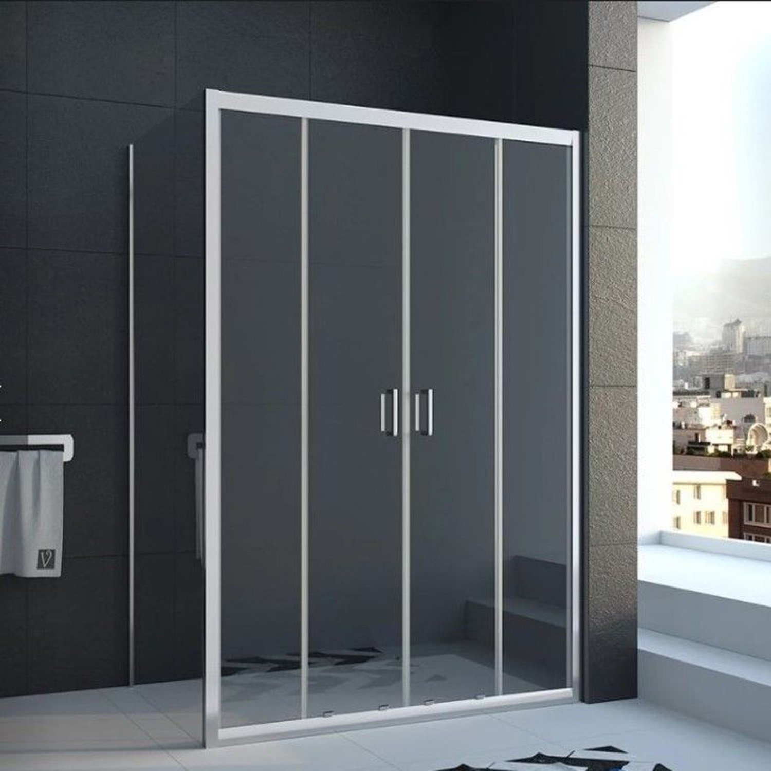 Душевая панель Veconi (Векони) KP03-100-01-C5 1000х1950 мм профиль хром, стекло прозрачное