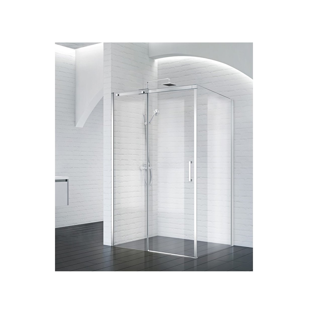Душевой уголок BelBagno (Бельбагно) ACQUA-AH-1-150/100-C-Cr хром, стекло прозрачное 8 мм (1500х1950х1000)