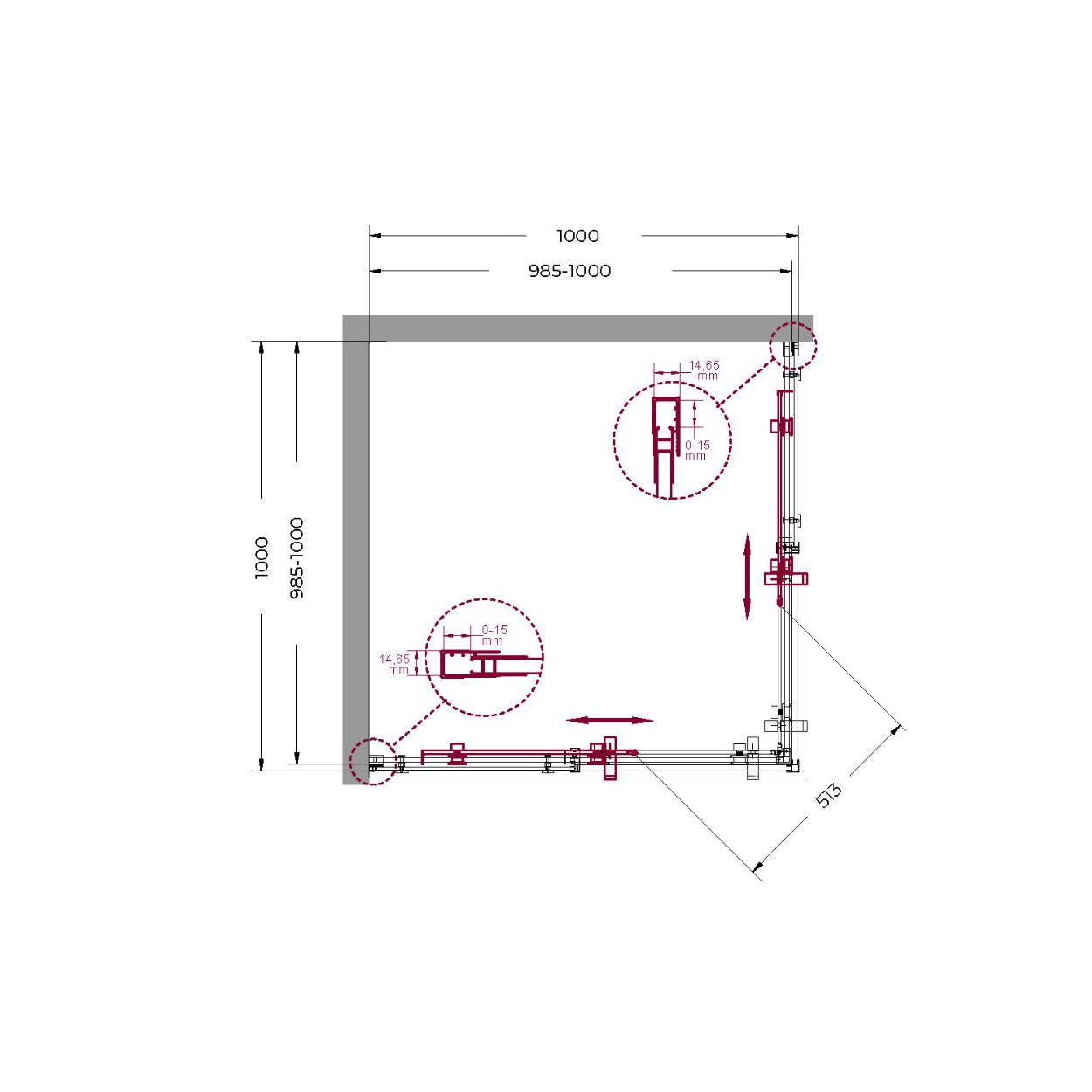 Душевой уголок BelBagno (Бельбагно) MARINO-A-2-100-C-CR хром, стекло прозрачное 8 мм (1000х1950х1000)