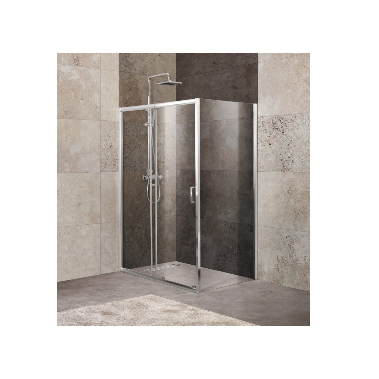 Душевой уголок BelBagno (Бельбагно) UNIQUE-AH-1-110/125-80-C-Cr хром, стекло прозрачное 5 мм (1100х1900х800)