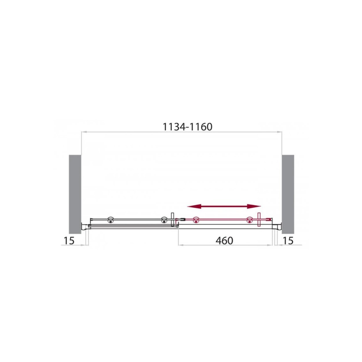 Душевая дверь BelBagno (Бельбагно) UNO-BF-1-115-C-Cr хром, стекло прозрачное 5 мм (1150х1900)