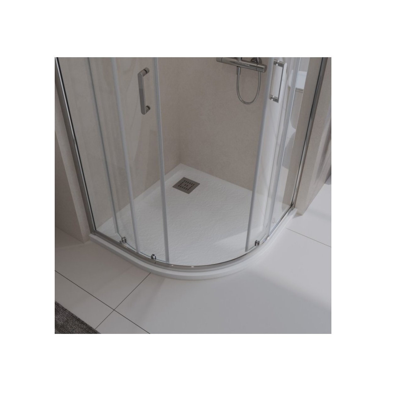 Поддон из искусственного мрамора в комплекте с сифоном с декоративной накладкой BelBagno (Бельбагно) TRAY-MR-UNO-R-80-550-35-W-CR белый