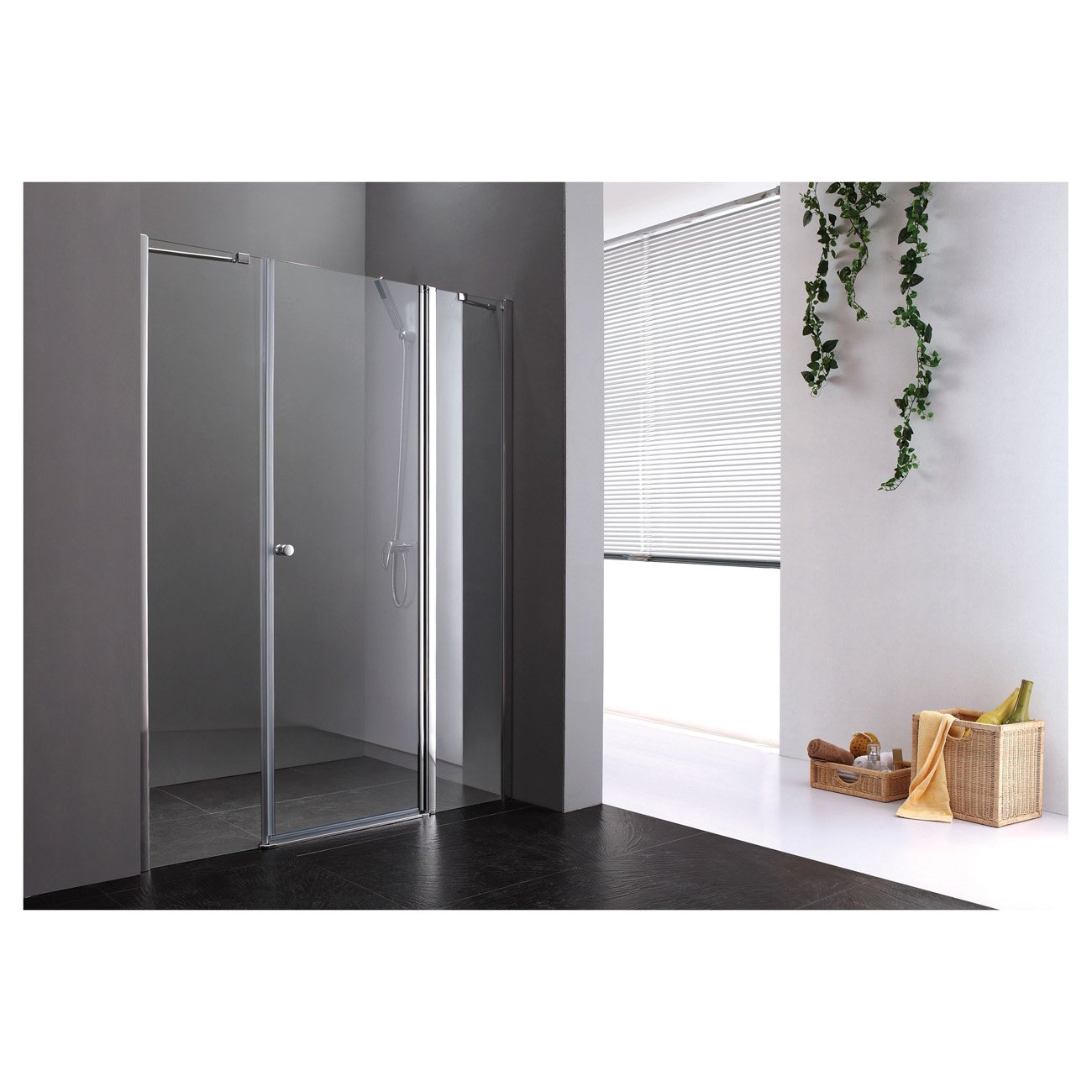 Душевая дверь Cezares (Цезарис) ELENA-W-B-13-80+60/60-C-Cr цвет профиля хром, стекло прозрачное 6 мм 195х195 м