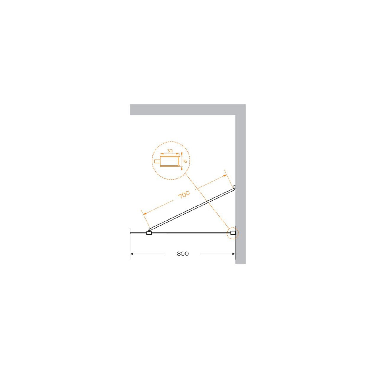 Душевая перегородка Cezares (Цезарис) LIBERTA-L-1-TB-80-BR-Cr универсальная с односторонним входом, стекло бронза, профиль хром, 80x195 см