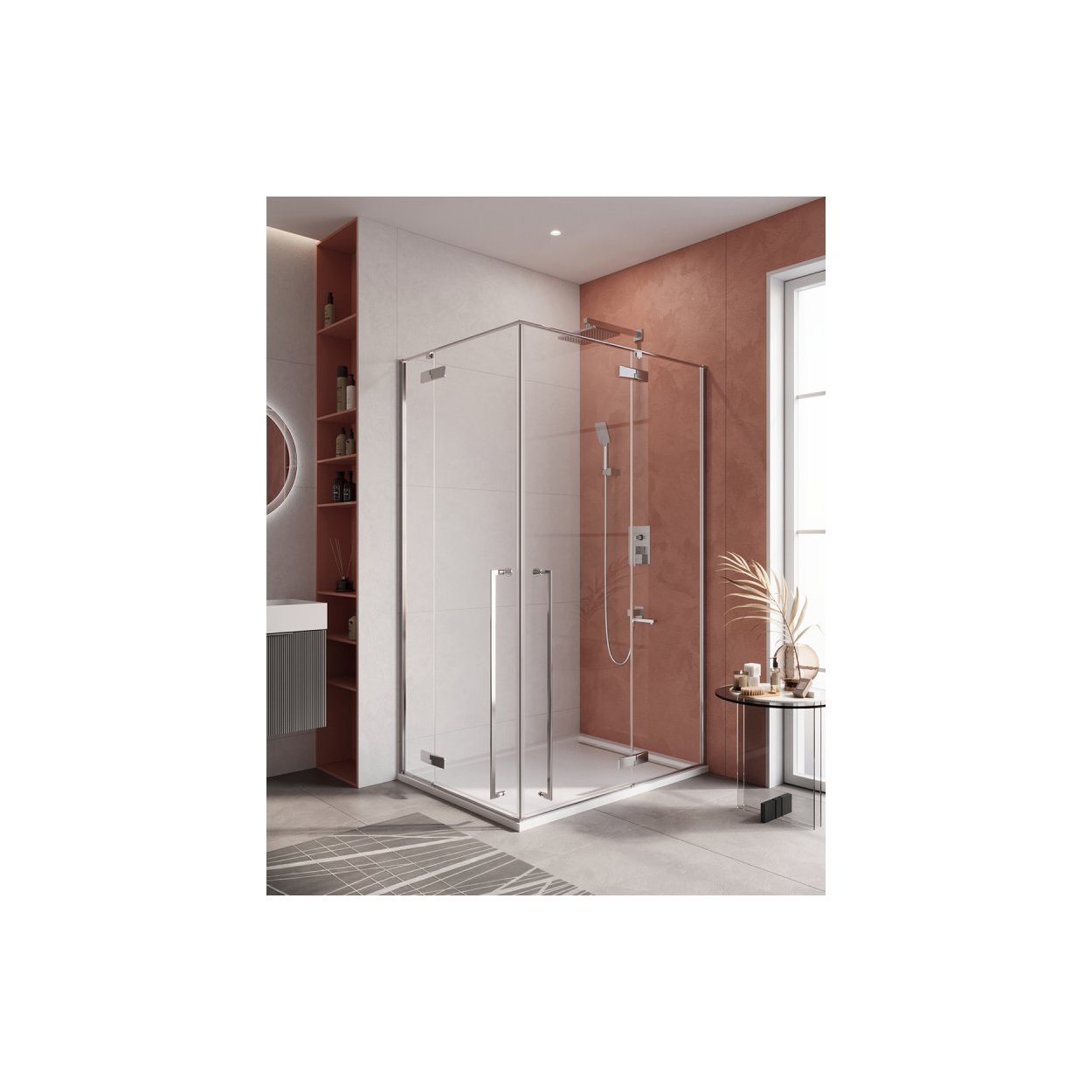 Душевой уголок Cezares (Цезарис) LINER-AH-2-120/90-C-Cr-R цвет профиля хром, стекло прозрачное 6 мм 120х195х90 см