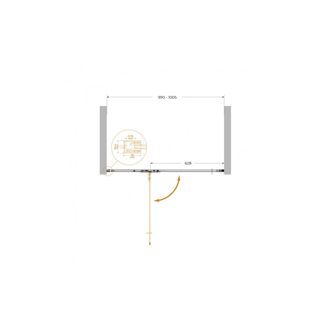 Душевая дверь Cezares (Цезарис) LINER-B-12-100-C-Cr-L цвет профиля хром, стекло прозрачное 6 мм 195х100 см