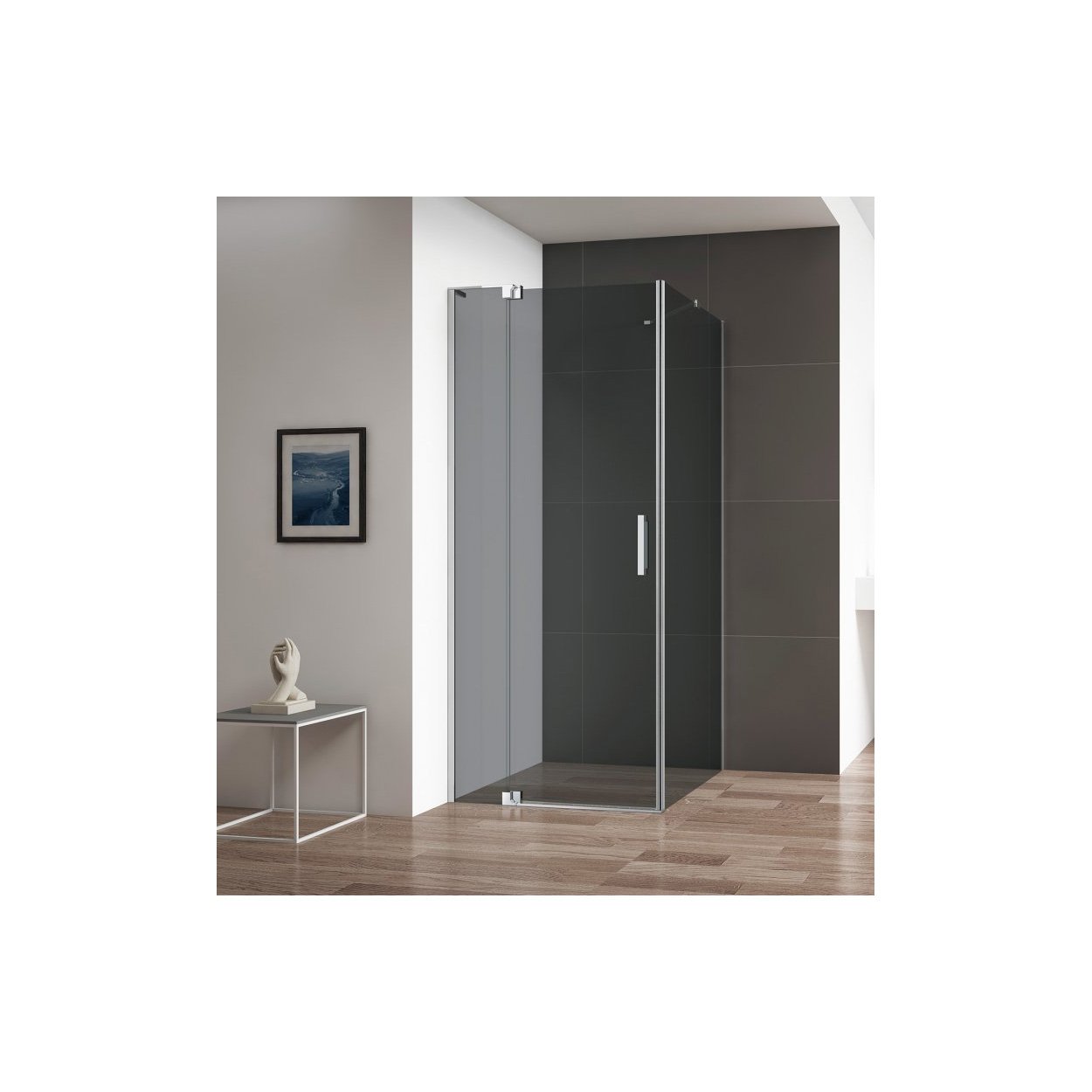 Душевой уголок Cezares (Цезарис) SLIDER-AH-1-100-90/100-GRIGIO-Cr цвет профиля хром, стекло прозрачное 8 мм 90/100х195х100 см