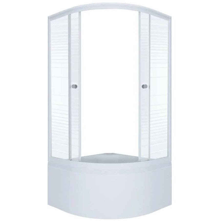 Душевой уголок Тритон (Triton) Полосы 900х900х1920 мм, прозрачный,с рисунком 4 мм, профиль белый (Щ0000061799) Б (5 мест+сифон D50)