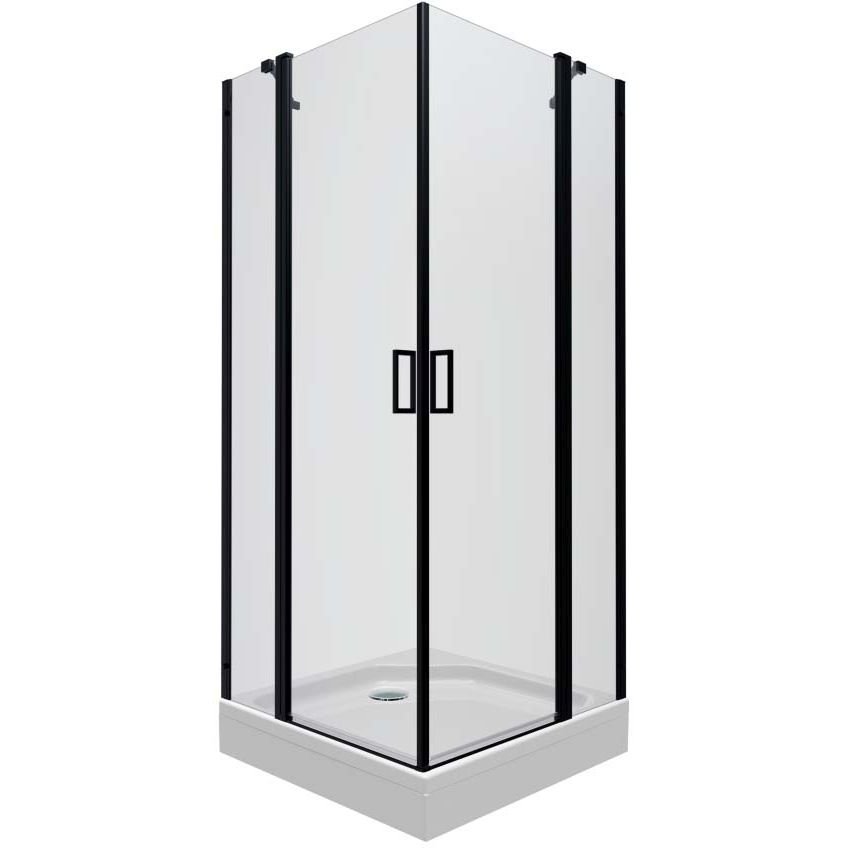 Душевой уголок Тритон (Triton) Тау-Блэк 900х900х2070 мм, прозрачный 6 мм, профиль черный (Щ0000054038) квадратный поддон (3 места+сифонD90мм)