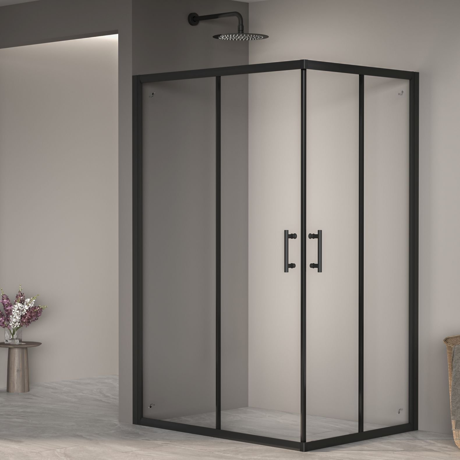 Душевой уголок RGW (РГВ) Passage 90x100x185 см PA-146-B прямоугольный, черный цвет, прозрачное стекло 6 мм, EasyClean (020814690-14)