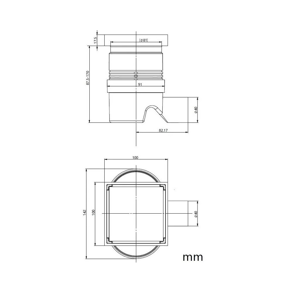 Душевой трап Allen Brau Priority 10х10 см, 9.50026.MG, графит брашированный