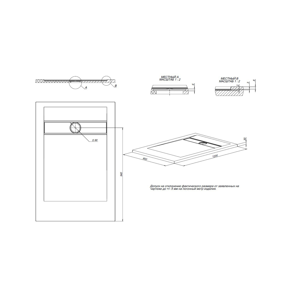 Душевой поддон Allen Brau Infinity 120х80 см 8.21002-AM, антрацит