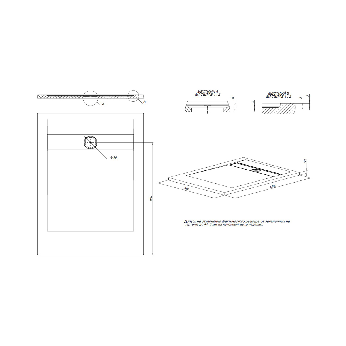 Душевой поддон Allen Brau Infinity 120х90 см 8.21003-AM, антрацит
