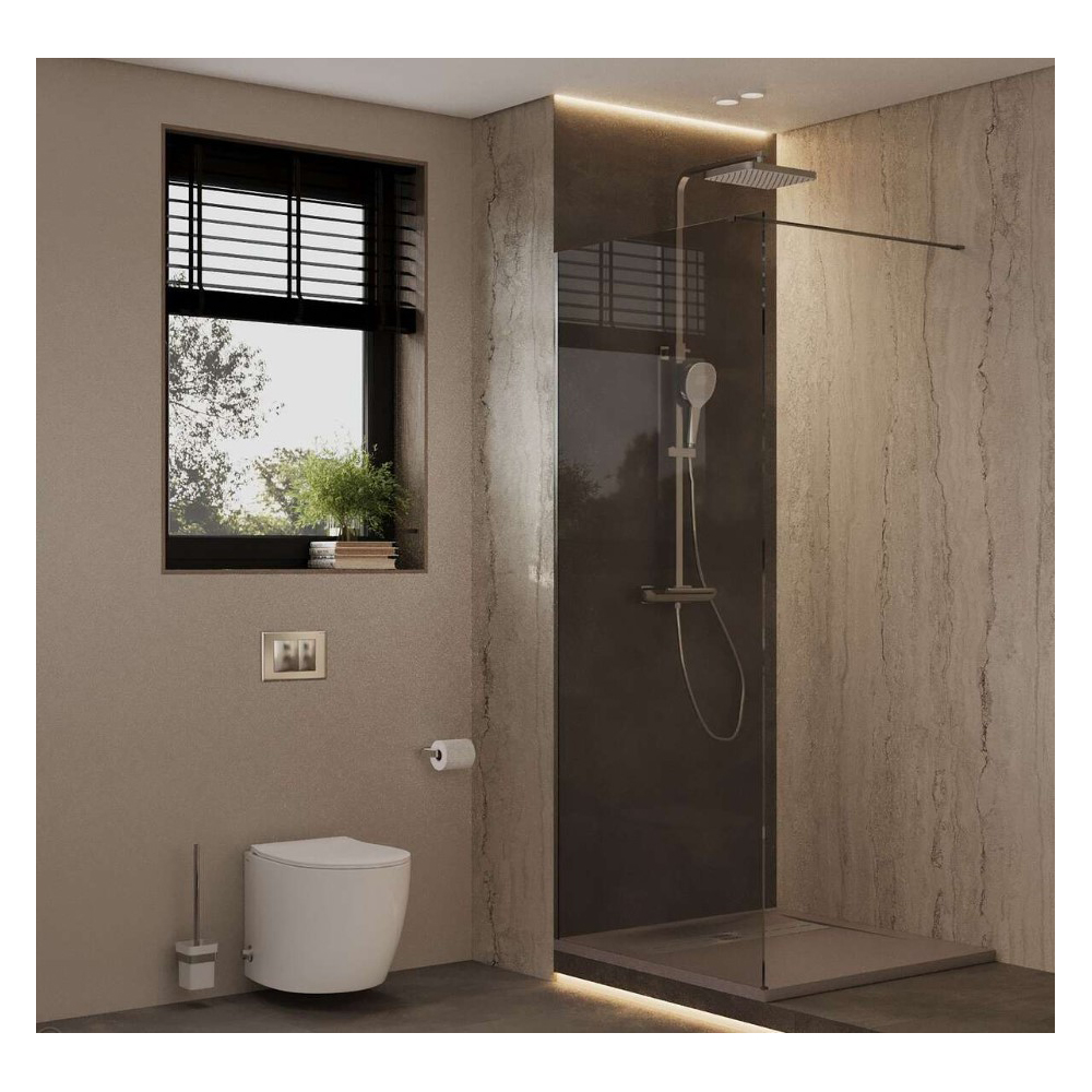 Душевая перегородка Allen Brau Infinity 1 Walk In,140x200 см 3.21029.60, стекло прозрачное, профиль медь брашированная