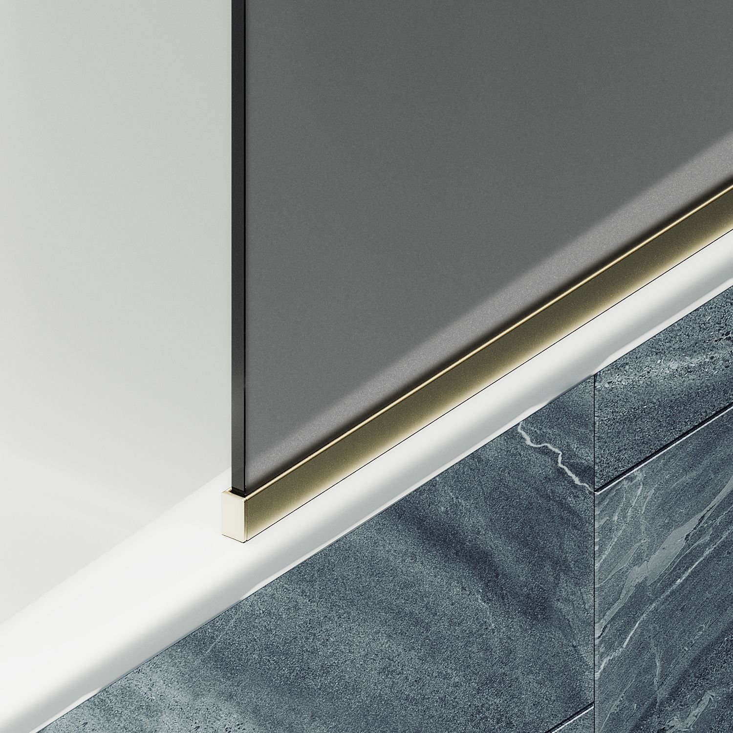 Шторка для ванны в узком профиле Maybahglass (Майбахгласс) 1400х700 мм, стекло Графит матовый , профиль Золото MGV-87-3у