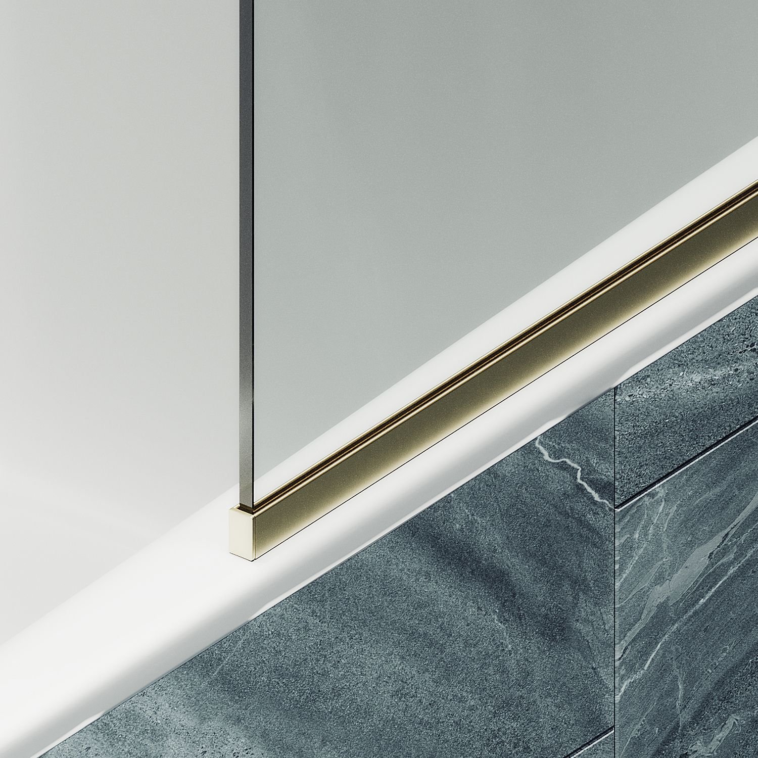 Шторка для ванны в узком профиле Maybahglass 1400х800 мм, стекло Бесцветное , профиль Золото MGV-64-3у