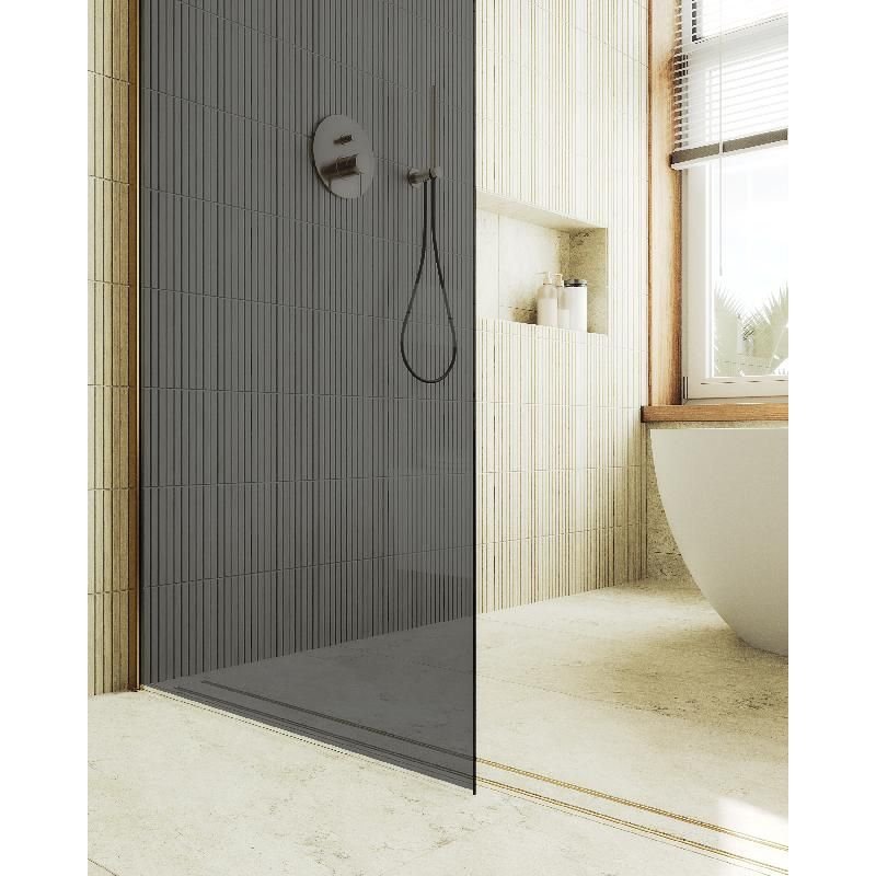 Душевая перегородка Maybahglass (Майбахгласс) в широком профиле 1950х790 мм, Стекло 8 мм Графит MGD-698-3ш