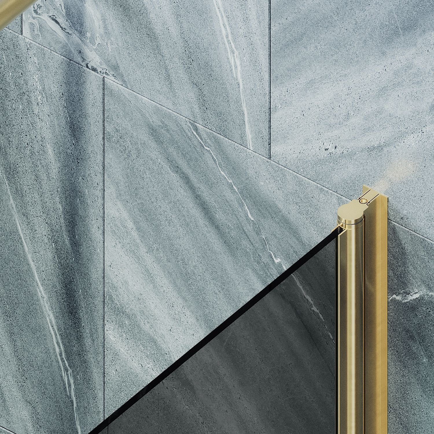 Шторка для ванны Maybahglass (Майбахгласс) поворотная на монопетле 1400х500 мм, стекло Графит , профиль Золото MGV-608-3