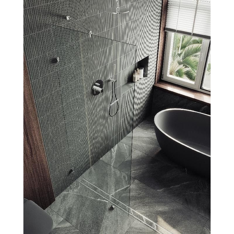 Душевая перегородка Maybahglass (Майбахгласс) коннектор стена-стекло 1950х890 мм, Стекло 8 мм Бесцветное MGD-260-4