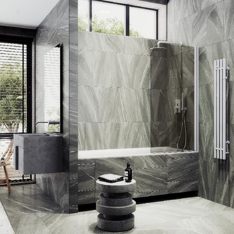 Шторка для ванны Maybahglass (Майбахгласс) поворотная на монопетле 1400х700 мм, стекло Бронза , профиль Белый MGV-616-1